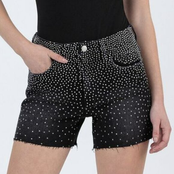 NWT Black Rhinestone A-Line Denim Shorts – Lovervet by Vervet